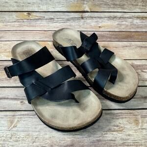 Cliffs White Mountain Womens Black Faux Leather Calista Strappy Sandals 8M